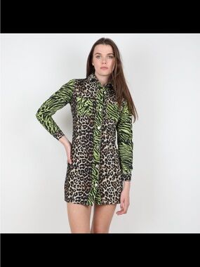 ganni green leopard dress | Dresses | Ganni Print Georgette Long Sleeve Leopard shirt